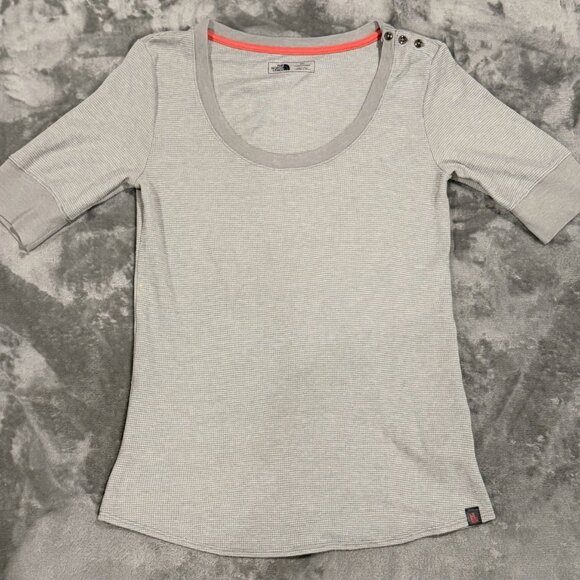 The North Face Women’s Thermal Henley Shirt Size M Gray 3/4 Sleeve - Picture 1 of 7